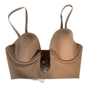 NWT SKIMS Deep Plunge Bra Nude Push Up Convertible Strapless Clear Straps Bra XS